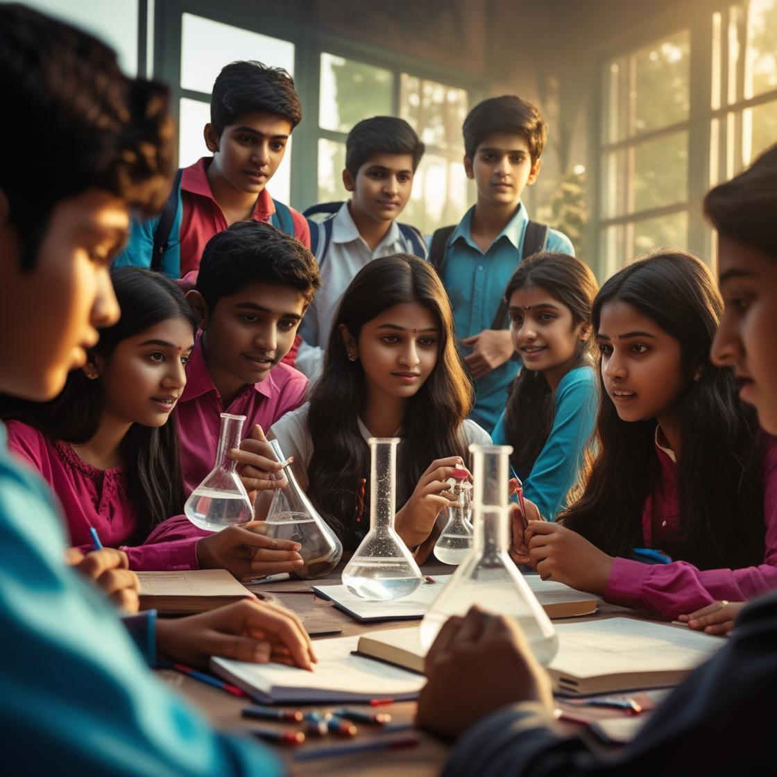Chemistry Home Tuition available across Dwarka Sector 1 to 23 (PIN codes 110075 & 110077); image shows a tutor teaching a student with chemistry models and notes at home